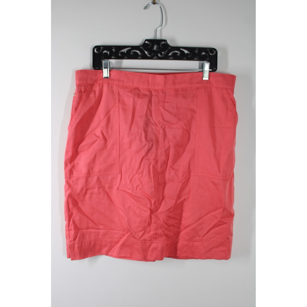 NWT Jones NY 14 Coral Pink Skirt Elastic Back Rayon Lyocell Twill JMMU9WS357